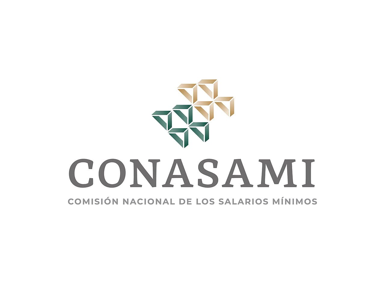 Logo oficial de Conasami con diseño geométrico en tonos verde y dorado