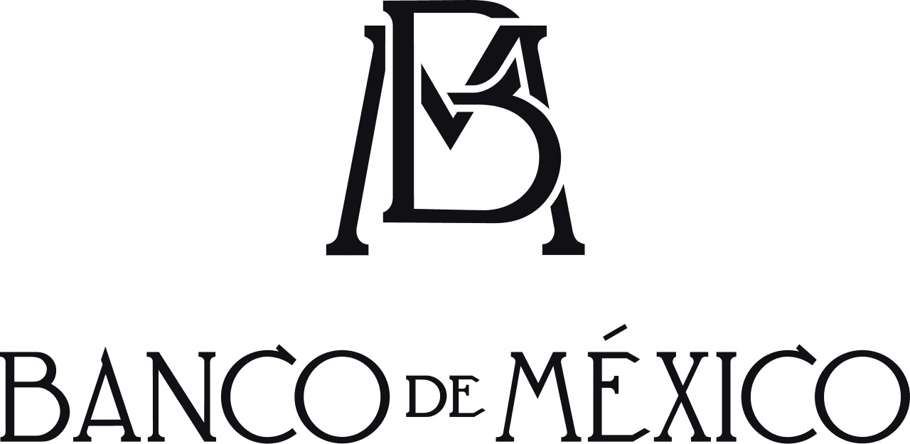 Logotipo oficial del Banco de México con las letras B y A estilizadas en negro sobre fondo blanco.