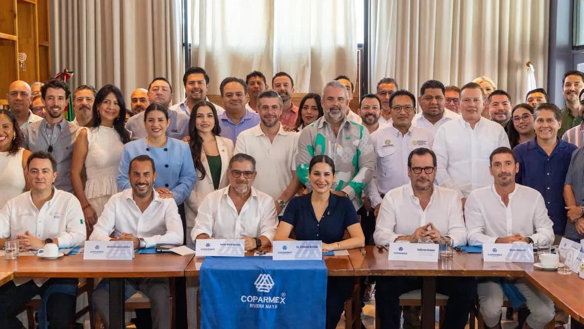 Estefanía Mercado expone plan de seguridad y sargazo a Coparmex