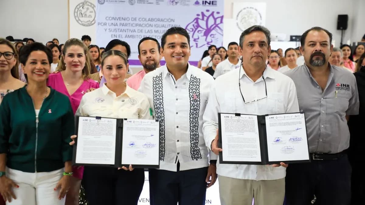 Gobierno de Playa del Carmen e INE firman convenio para fortalecer la participación política de las mujeres