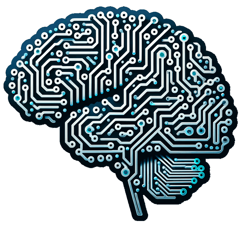 Ilustración de un cerebro humano hecho con circuitos electrónicos y nodos luminosos en tonos azules y blancos, sobre fondo oscuro.