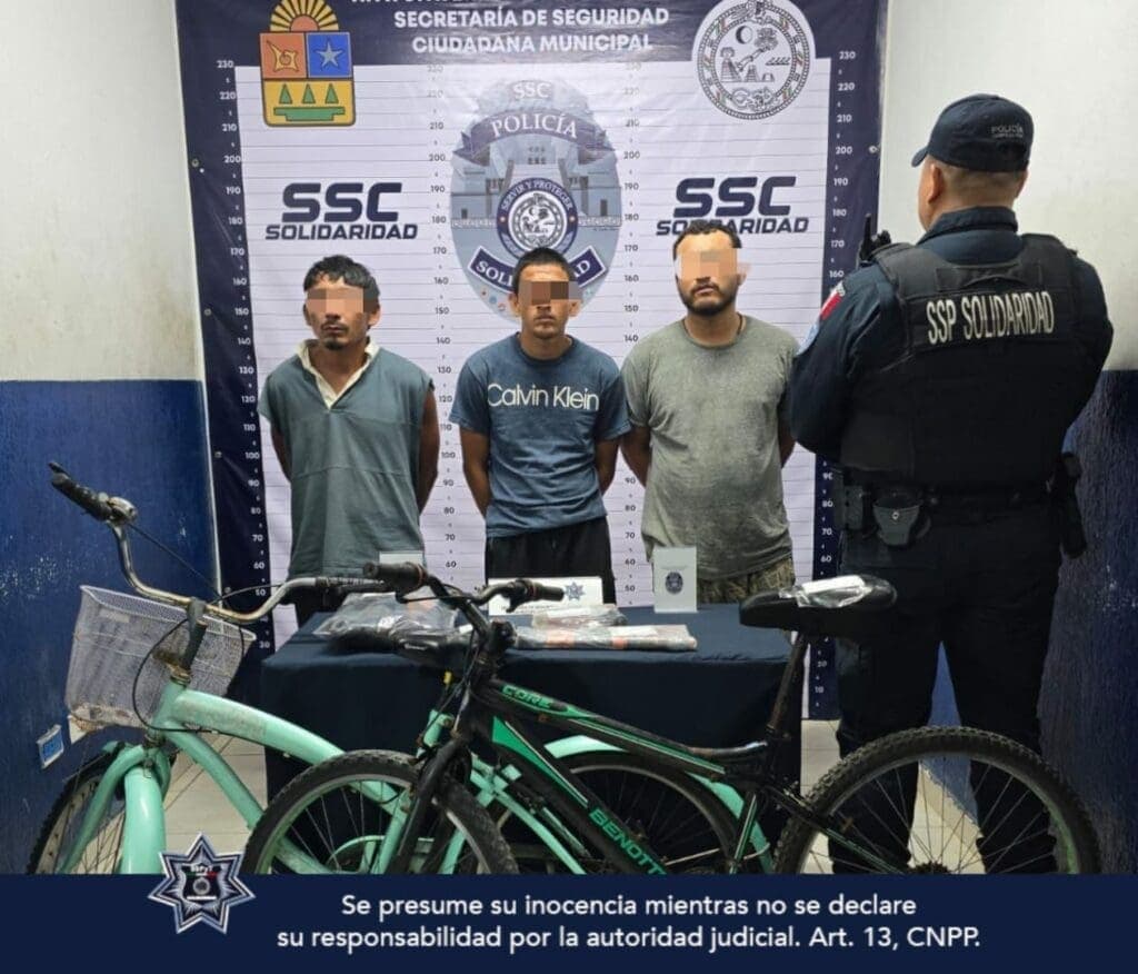 Detienen a tres sujetos en Playa del Carmen cuando pretendían robar una bicicleta